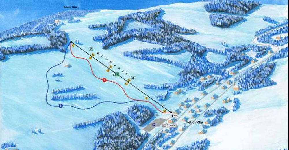 Planul pistelor Zonă de schi Mladkov - Petrovičky