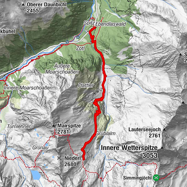 Tour: Bushaltestelle Nürnberger Hütte - Nürnberger Hütte - BERGFEX ...