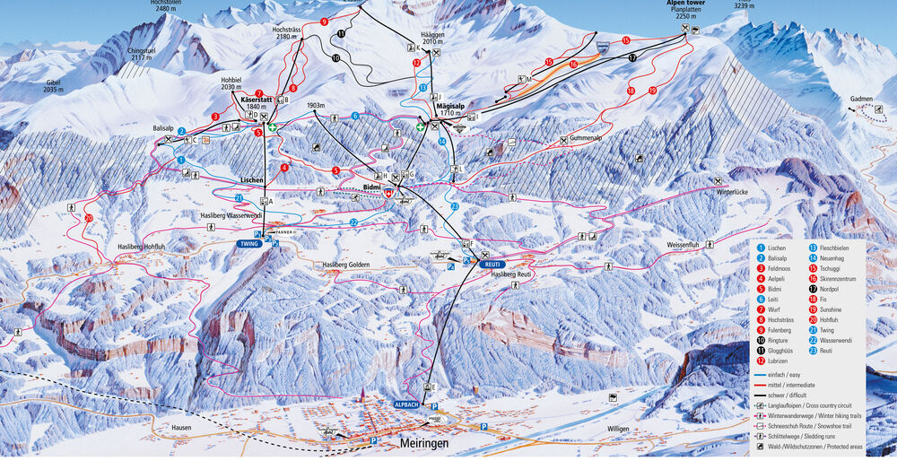 Plan de piste Station de ski Meiringen - Hasliberg