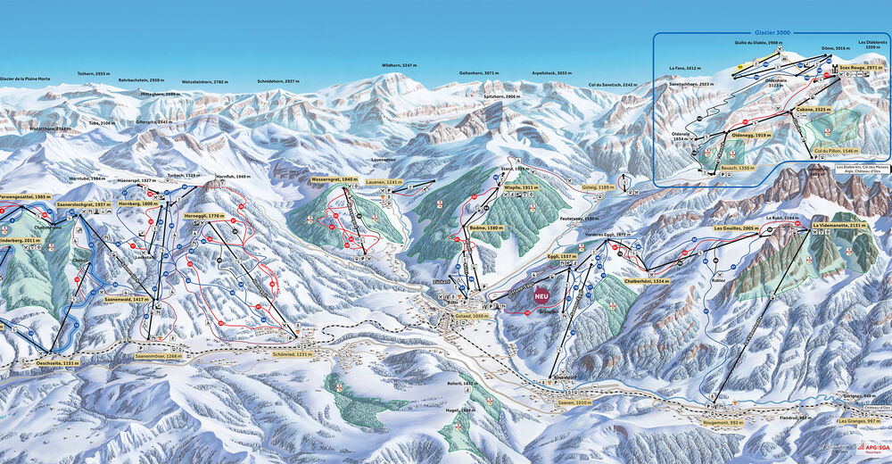 Mappa delle piste Comparto sciistico Gstaad