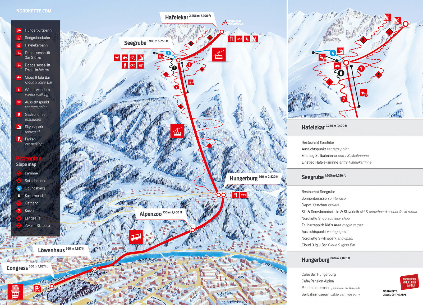 Pistenplan Skigebiet Innsbruck / Nordkette Pistenplan Skigebiet Innsbruck / Nordkette