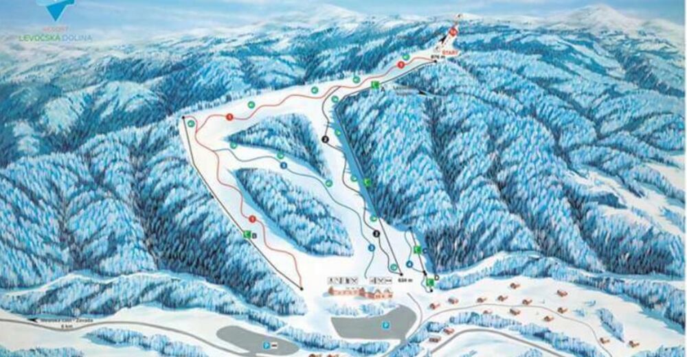 Mapa zjazdoviek Lyžiarske stredisko Ski Centre Levoča