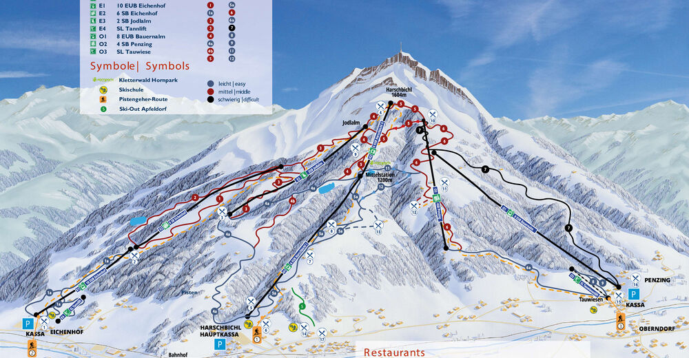 Mapa zjazdoviek Lyžiarske stredisko St. Johann in Tirol