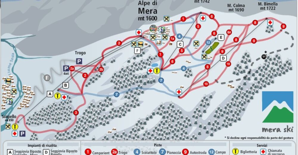 Pistenplan Skigebiet Scopello / Alpe di Mera