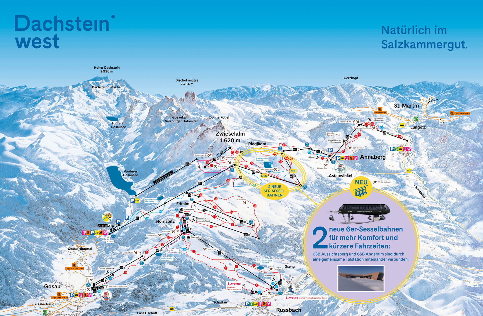 PistenplanSkigebiet Gosau / Dachstein West