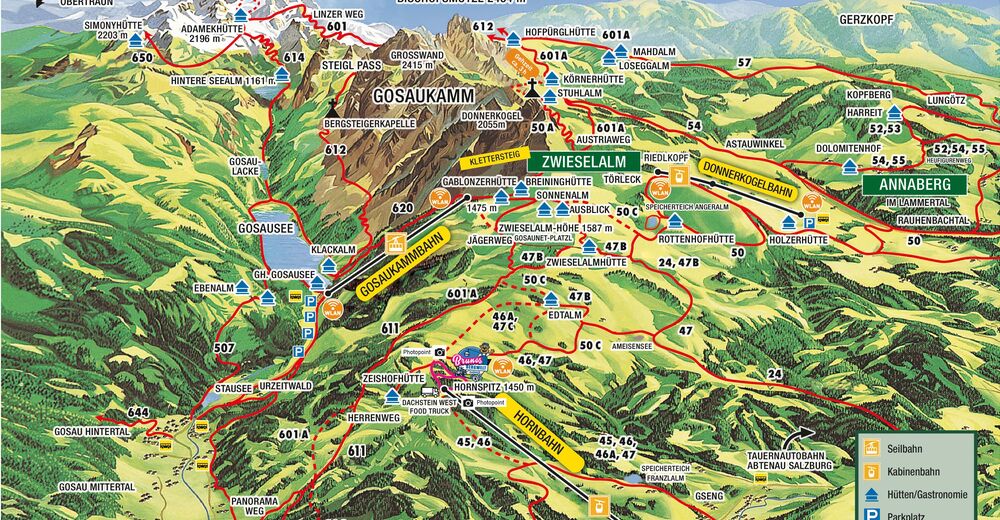 Mappa delle piste Comparto sciistico Gosau / Dachstein West