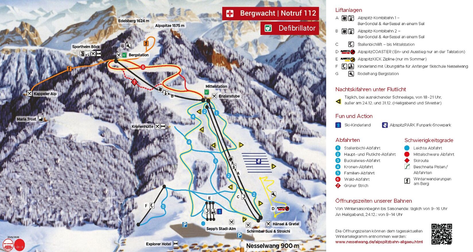 PistkartaSkidområde Alpspitz / Edelsberg - Nesselwang