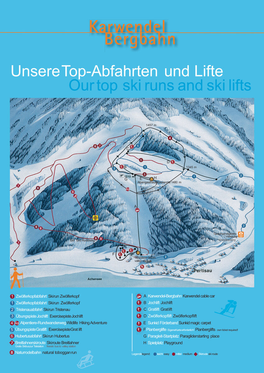 PistenplanSkigebiet Karwendel-Bergbahn Pertisau / Achensee