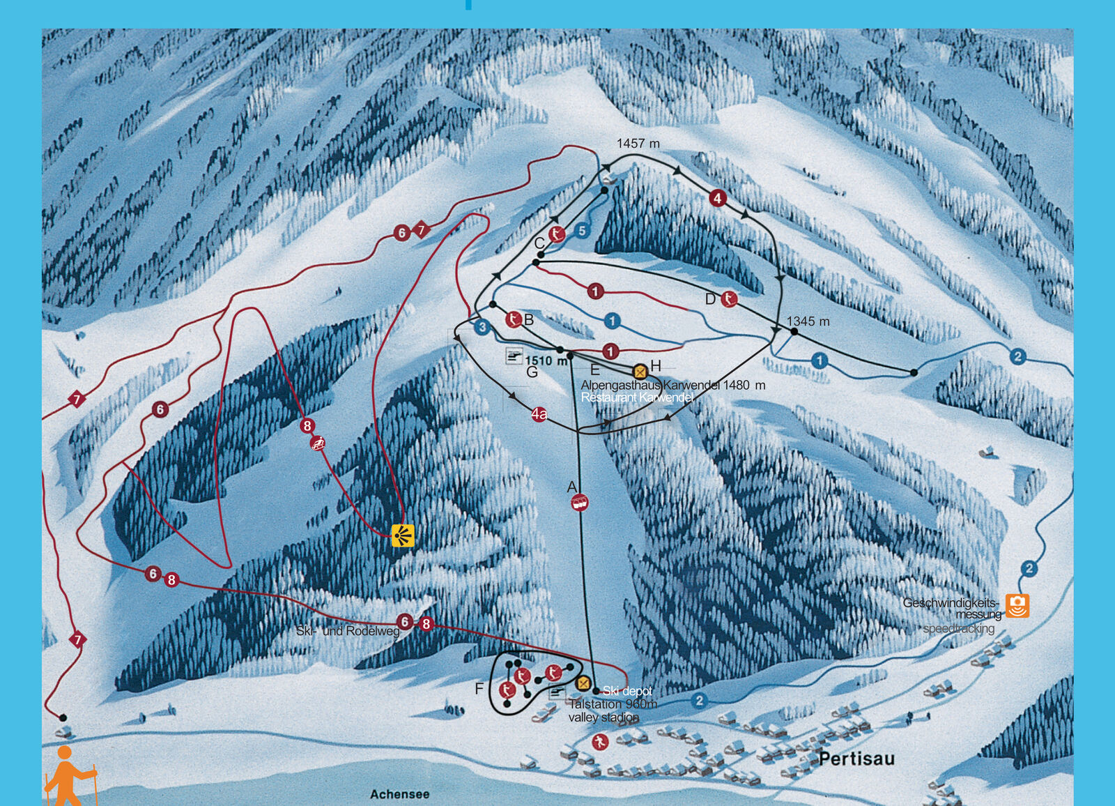 Pistenplan Skigebiet Karwendel-Bergbahn Pertisau / Achensee
