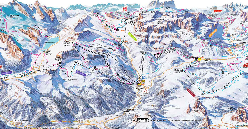 Plan skijaških staza Skijaško područje Arabba