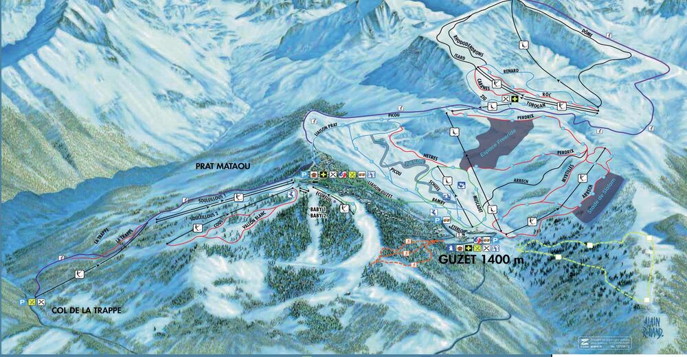 Planul pistelor Zonă de schi Guzet