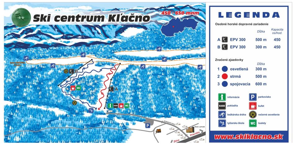 План лыжни Лыжный район Ski Kľačno