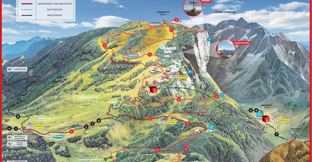 Mapa stoków Ośrodek narciarski Waidring / Steinplatte