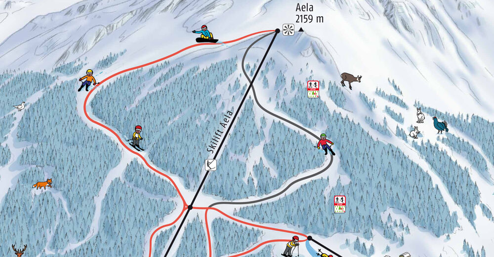 Plan skijaških staza Skijaško područje Aela / Maloja