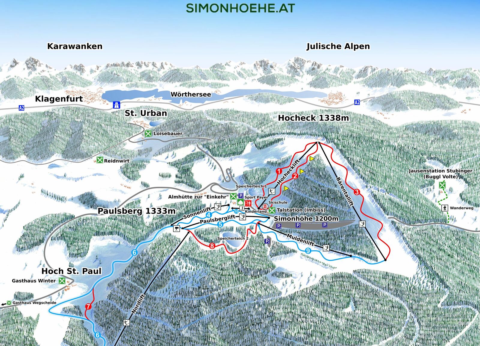 Pistenplan Skigebiet Simonhöhe / Sankt Urban