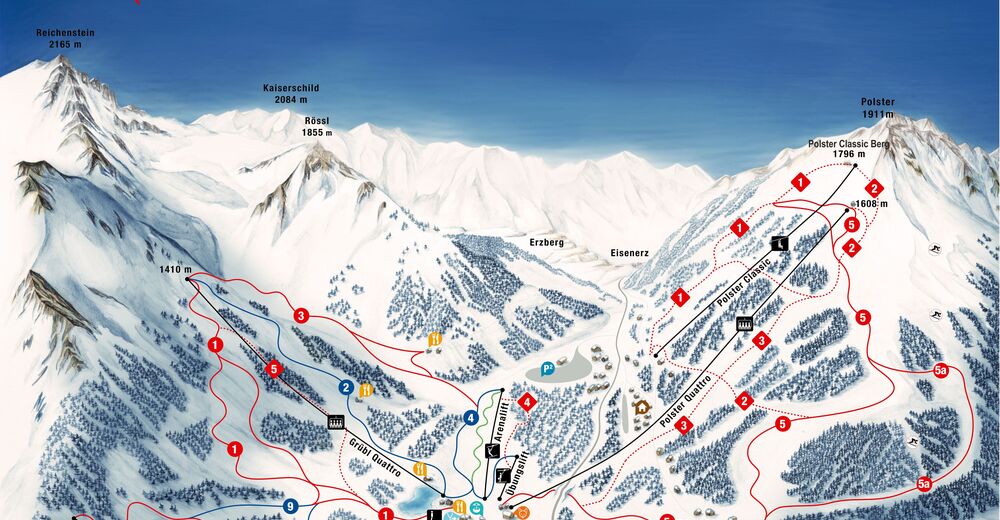 Plan skijaških staza Skijaško područje Präbichl