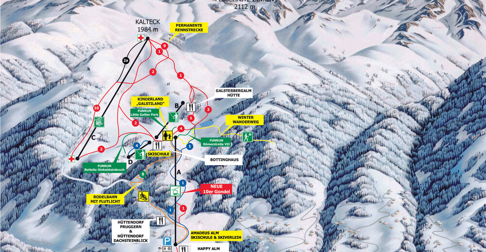 Plán sjezdovky Lyžařská oblast Galsterbergalm / Schladming / Ski amade