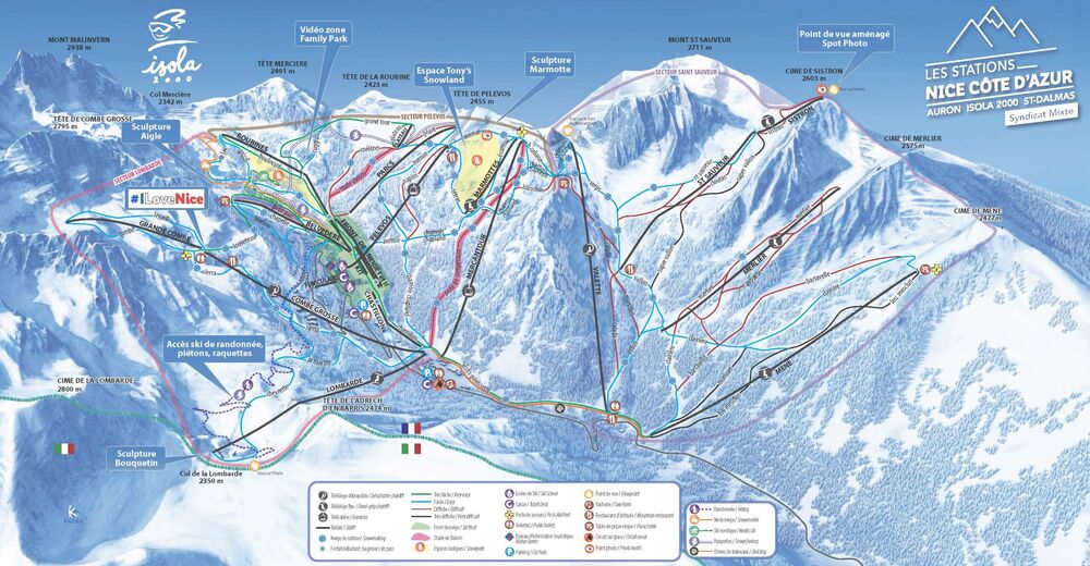 Plan skijaških staza Skijaško područje Isola 2000