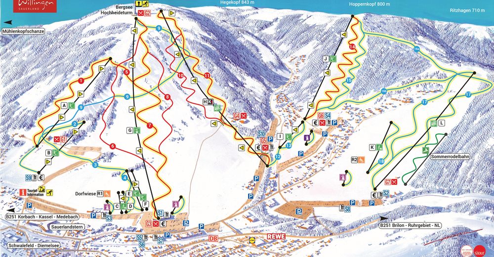 Plan skijaških staza Skijaško područje Usseln