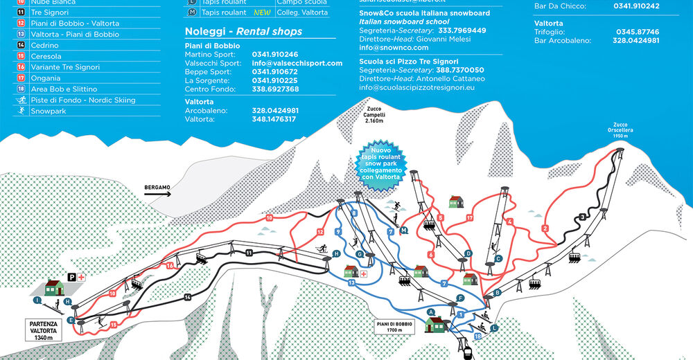 Mappa delle piste Comparto sciistico Barzio - Piani di Bobbio