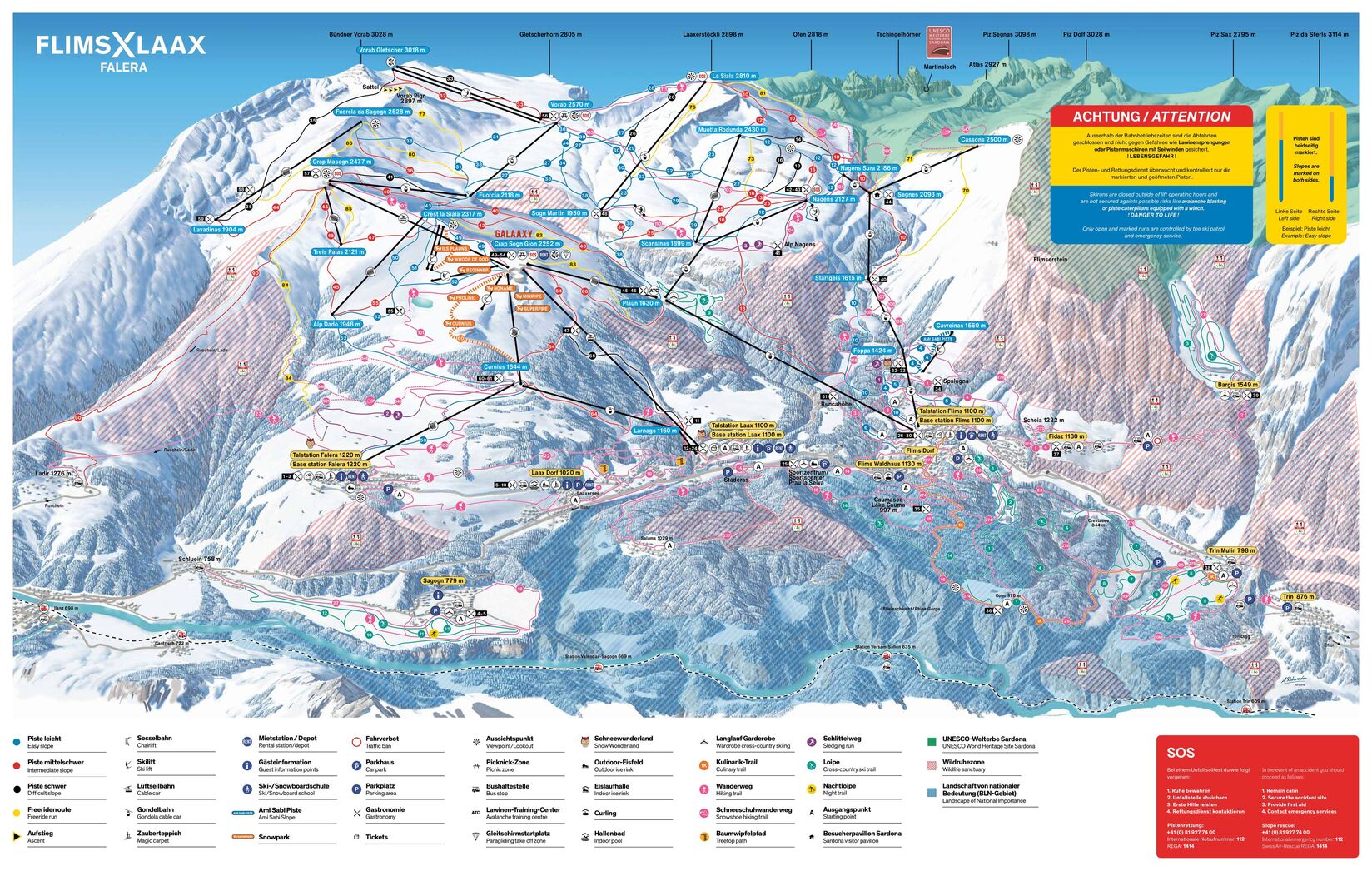 PistenplanSkigebiet Flims Laax Falera