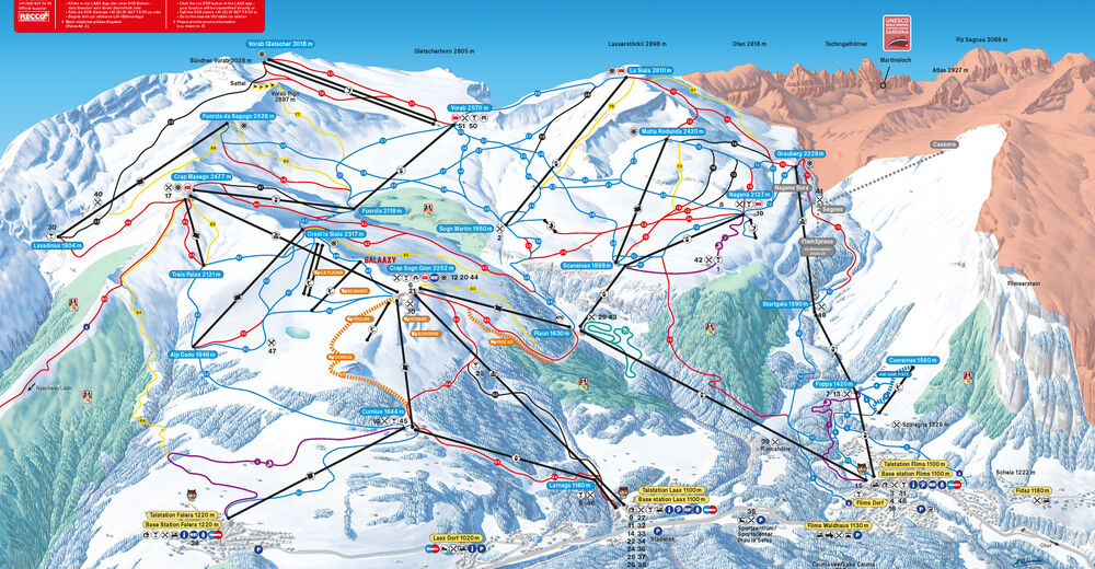 План лыжни Лыжный район Flims Laax Falera