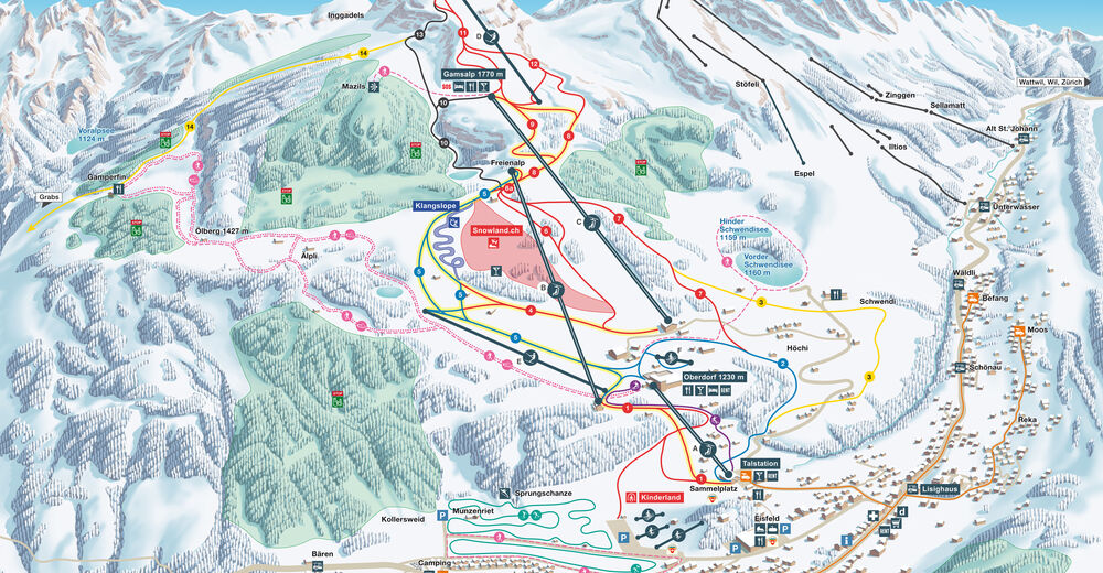 Piste map Ski resort Toggenburg / Wildhaus