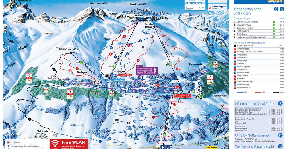 Planul pistelor Zonă de schi Elm