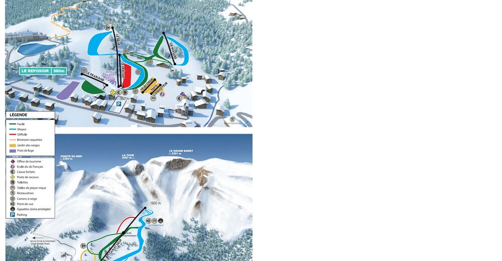 Plan de piste Station de ski Le Reposoir - Chalet Neuf / Col de la Colombière