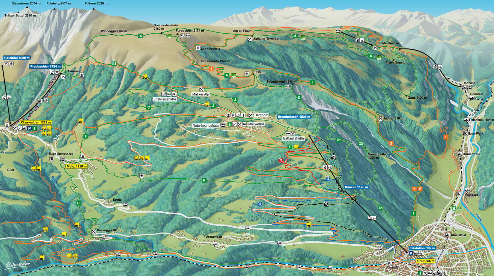 PistkartaSkidområde Chur - Brambrüesch