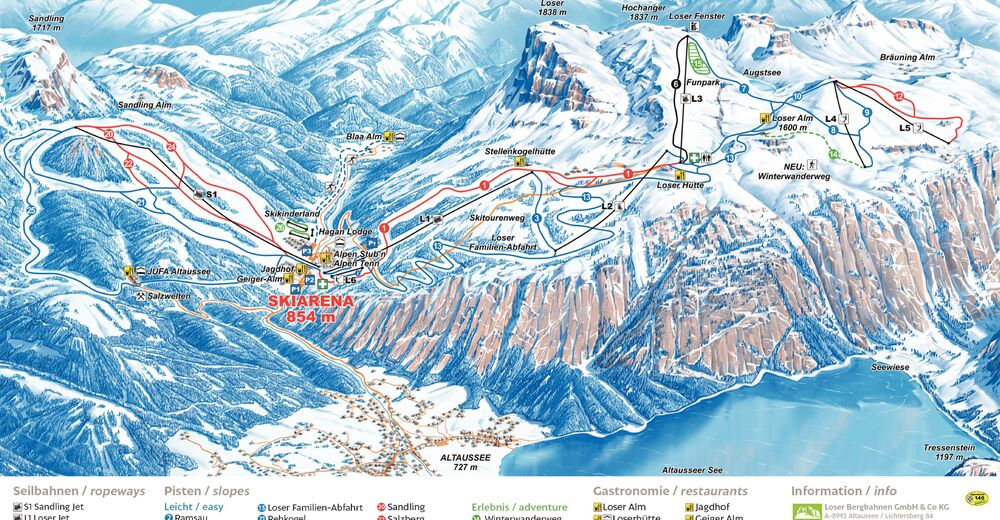 Plan skijaških staza Skijaško područje Loser / Altaussee / Schneebären
