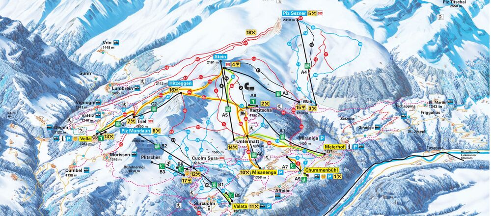 Loipenplan Obersaxen Mundaun