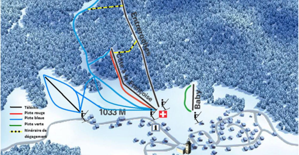 Plan skijaških staza Skijaško područje Bellefontaine