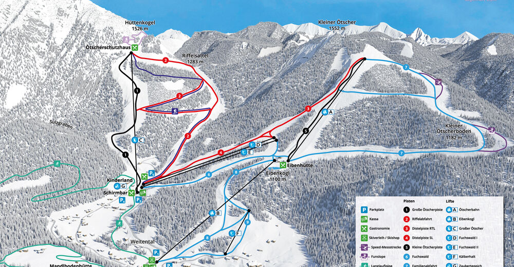 Planul pistelor Zonă de schi Lackenhof / Ötscher