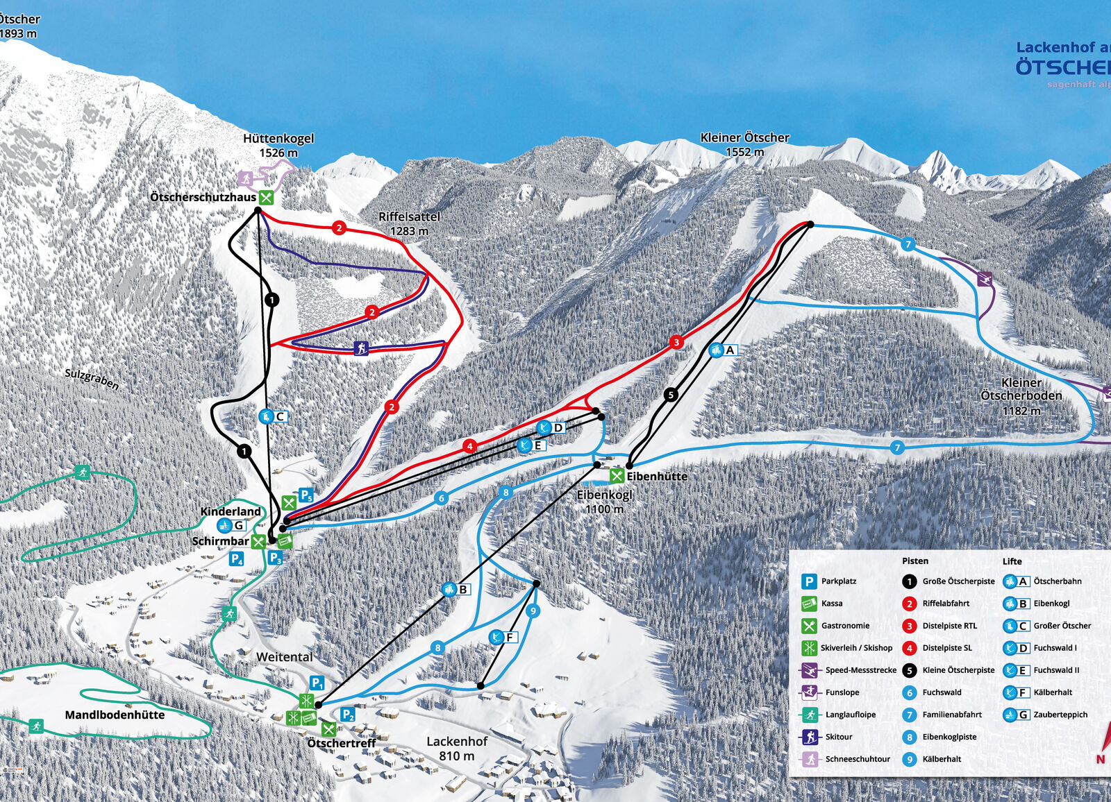 Pistenplan Skigebiet Lackenhof / Ötscher