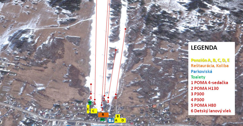 Plano de pista Estación de esquí Stred EURÓPY Krahule