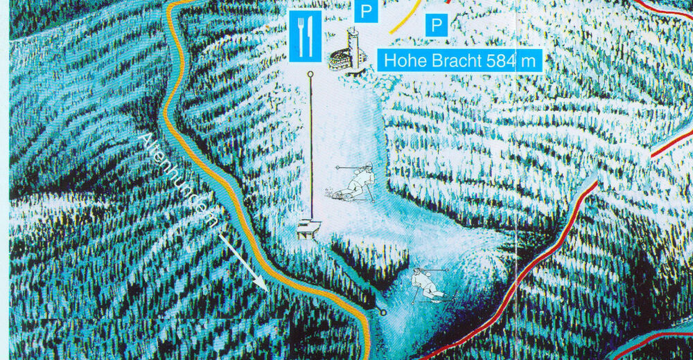 Plan skijaških staza Skijaško područje Hohe Bracht / Lennestadt