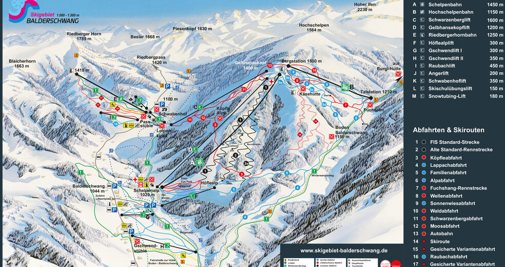 Planul pistelor Zonă de schi Balderschwang