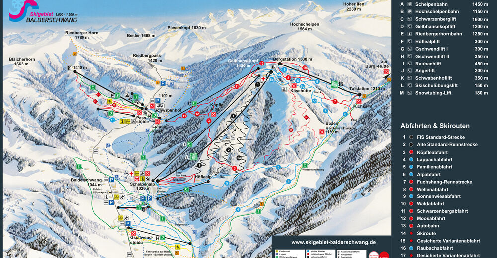 Plan skijaških staza Skijaško područje Balderschwang