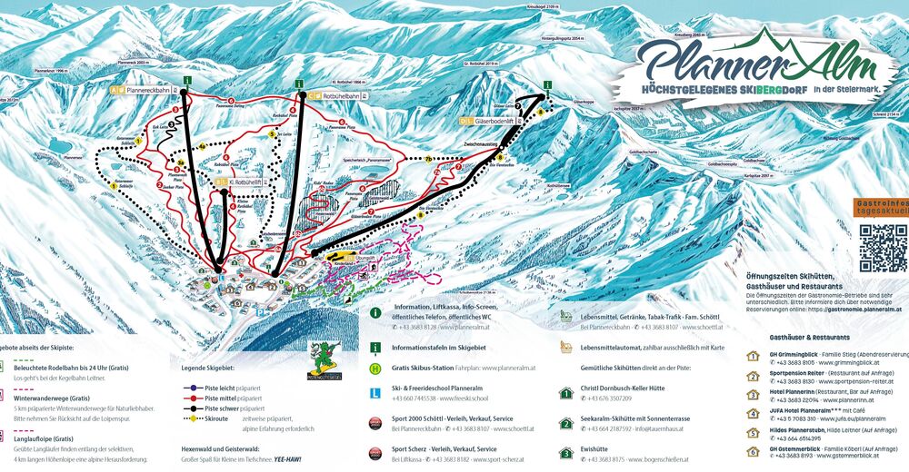 Bakkeoversikt Skiområde Planneralm / Schneebären