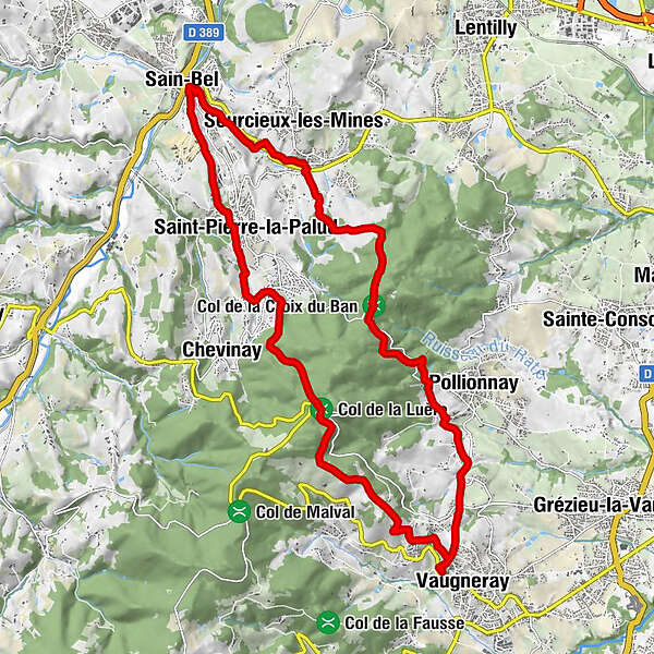 Boucle Depuis Vaugneray Par Le Col De La Luère, Sain-Bel, La Croix Du ...