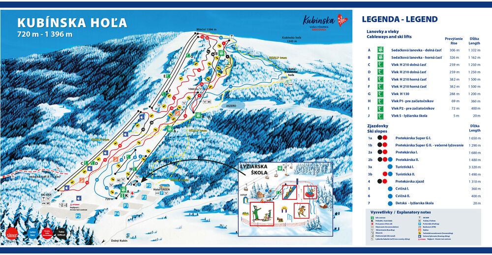 Mapa zjazdoviek Lyžiarske stredisko SKI PARK Kubínska hoľa
