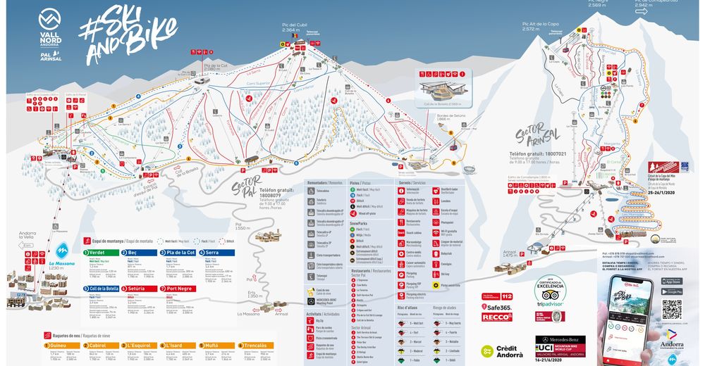 Mappa delle piste Comparto sciistico Vallnord / Pal-Arinsal - La Massana