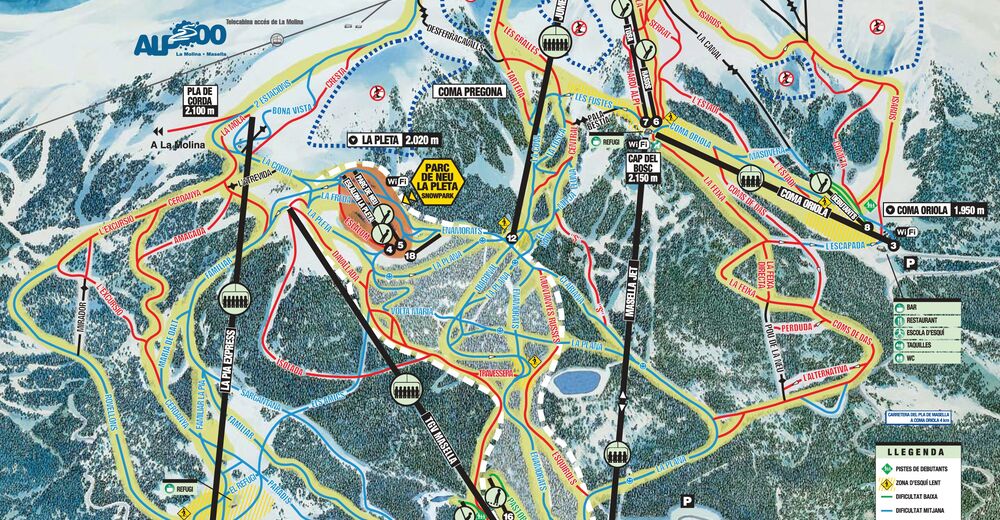 Plán sjezdovek Lyžařský areál Masella / Alp 2500