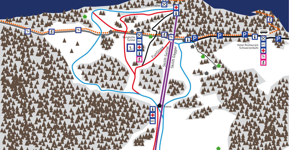 Plano de pista Estación de esquí Schwarzenbühl / Selital