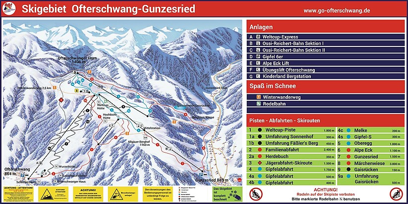 PistenplanSkigebiet Ofterschwang - Gunzesried