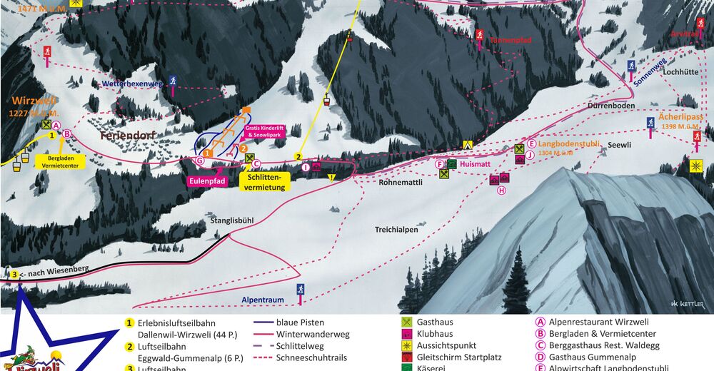 Pisteplan Skigebied Dallenwil - Wirzweli