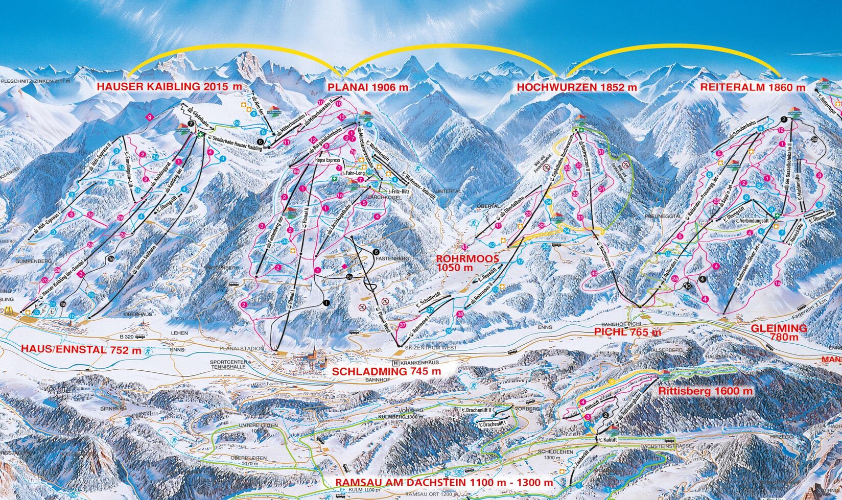 PistenplanSkigebiet Hauser Kaibling / Schladming / Ski amade