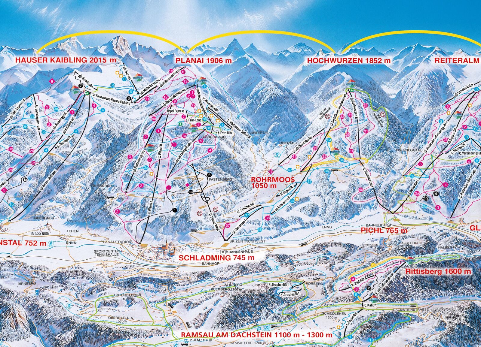 Pistenplan Skigebiet Hauser Kaibling / Schladming / Ski amade
