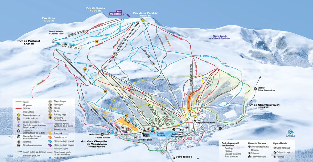 Pistenplan Skigebiet Besse Super Besse - Massif du Sancy
